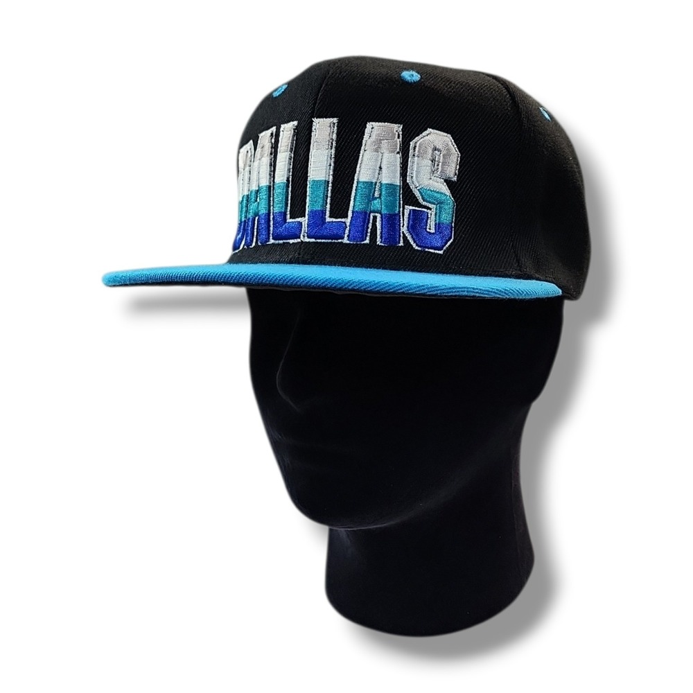 Mei Yu Gao DALLAS Embroidered Hat Ball Cap Snap Back Black/Blue NEW - Picture 2 of 9